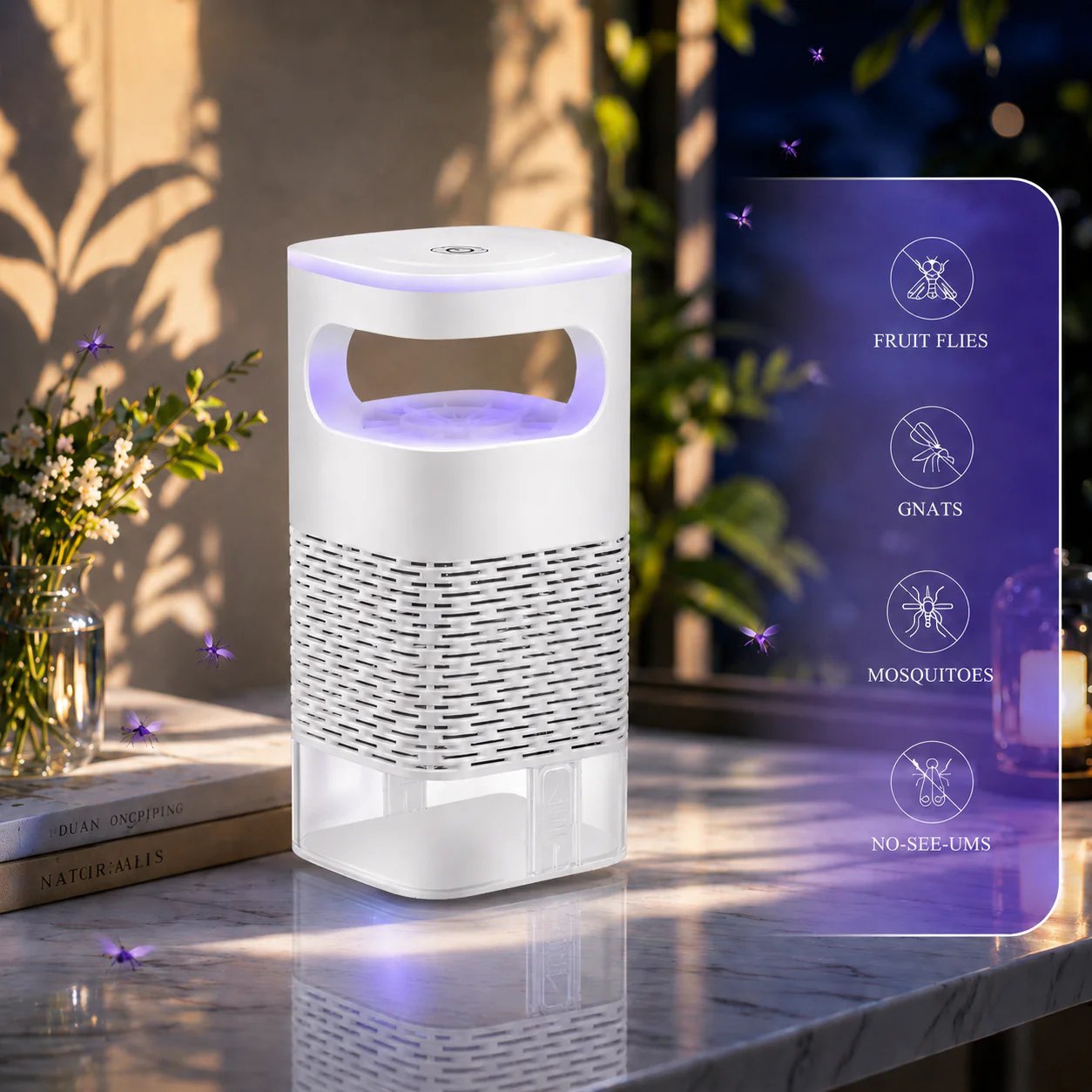Indoor Insect Trap with Light and Suction Non Zapper Flying Bug Catcher