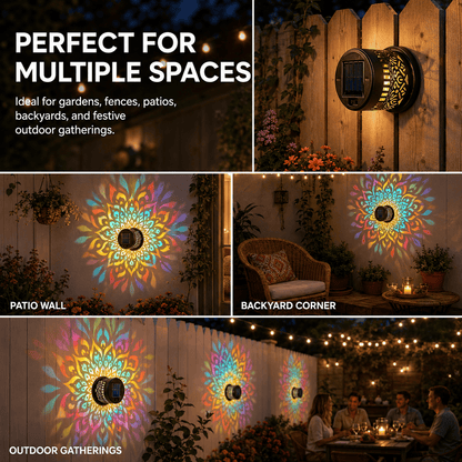 🌓Last Day 49% OFFSolar Mandala Wall Light Outdoor Garden Fence Projector Lamp Patio Ambient Decor