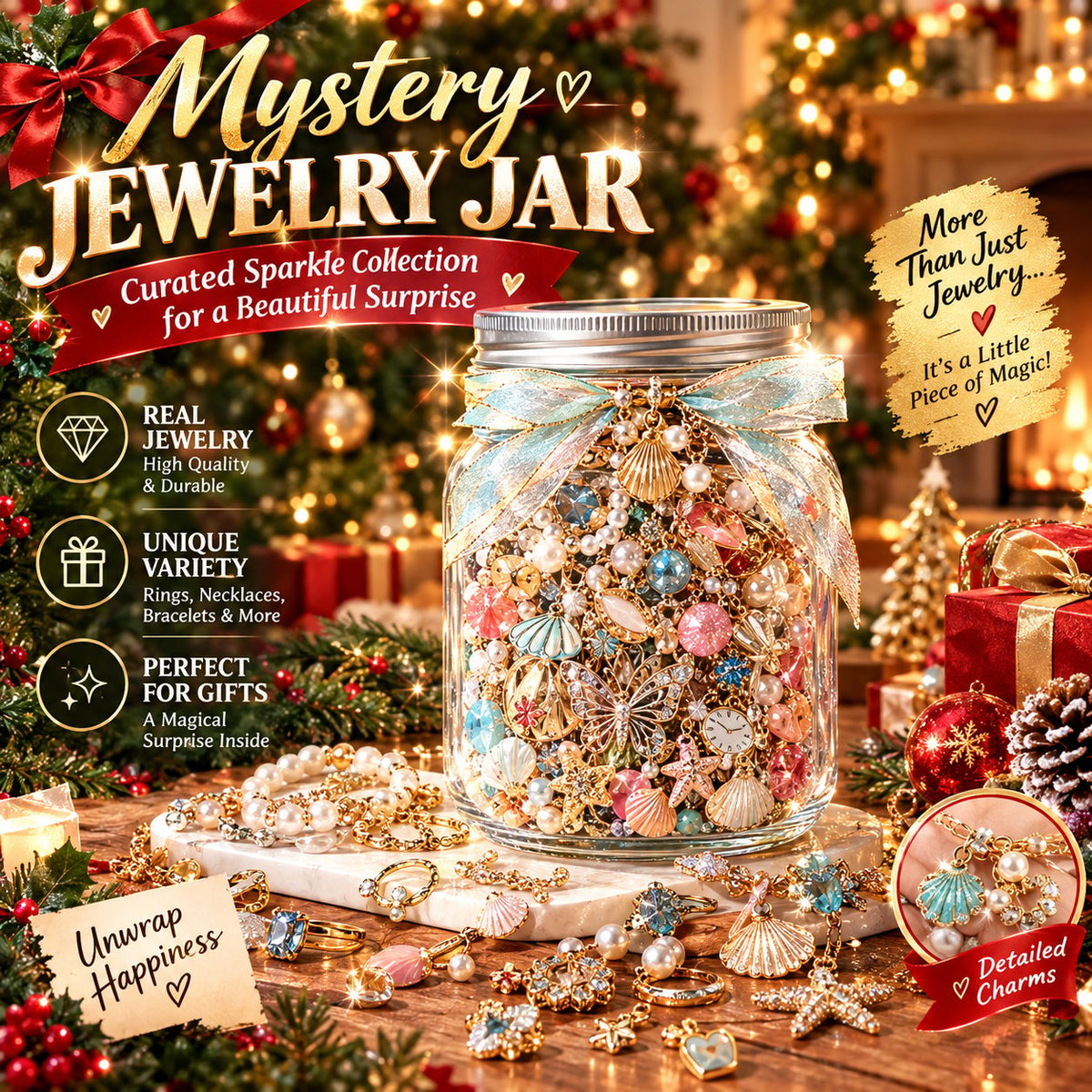 🎄 Mystery Jewelry Jar – Curated Sparkle Collection for a Beautiful Surprise