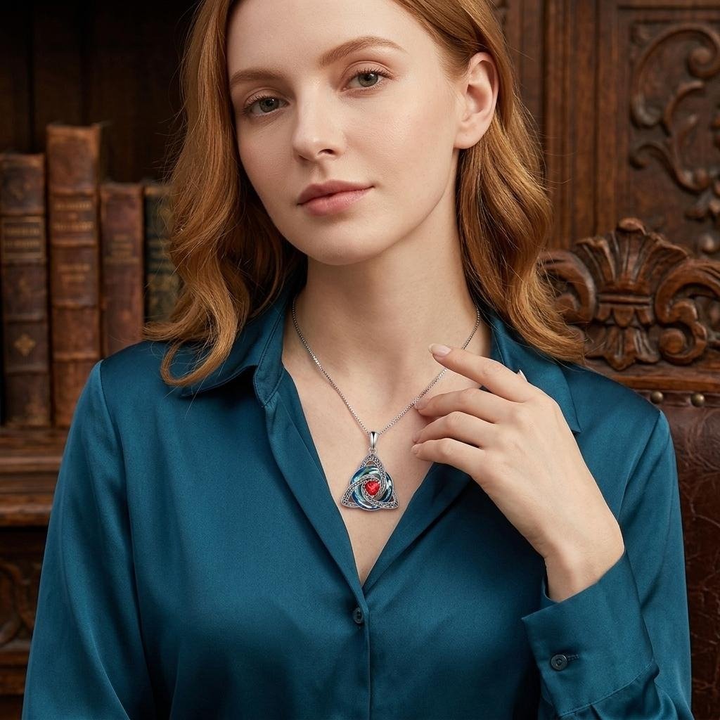 💎🔮 Necklace with Celtic Trinity knot and birthstone