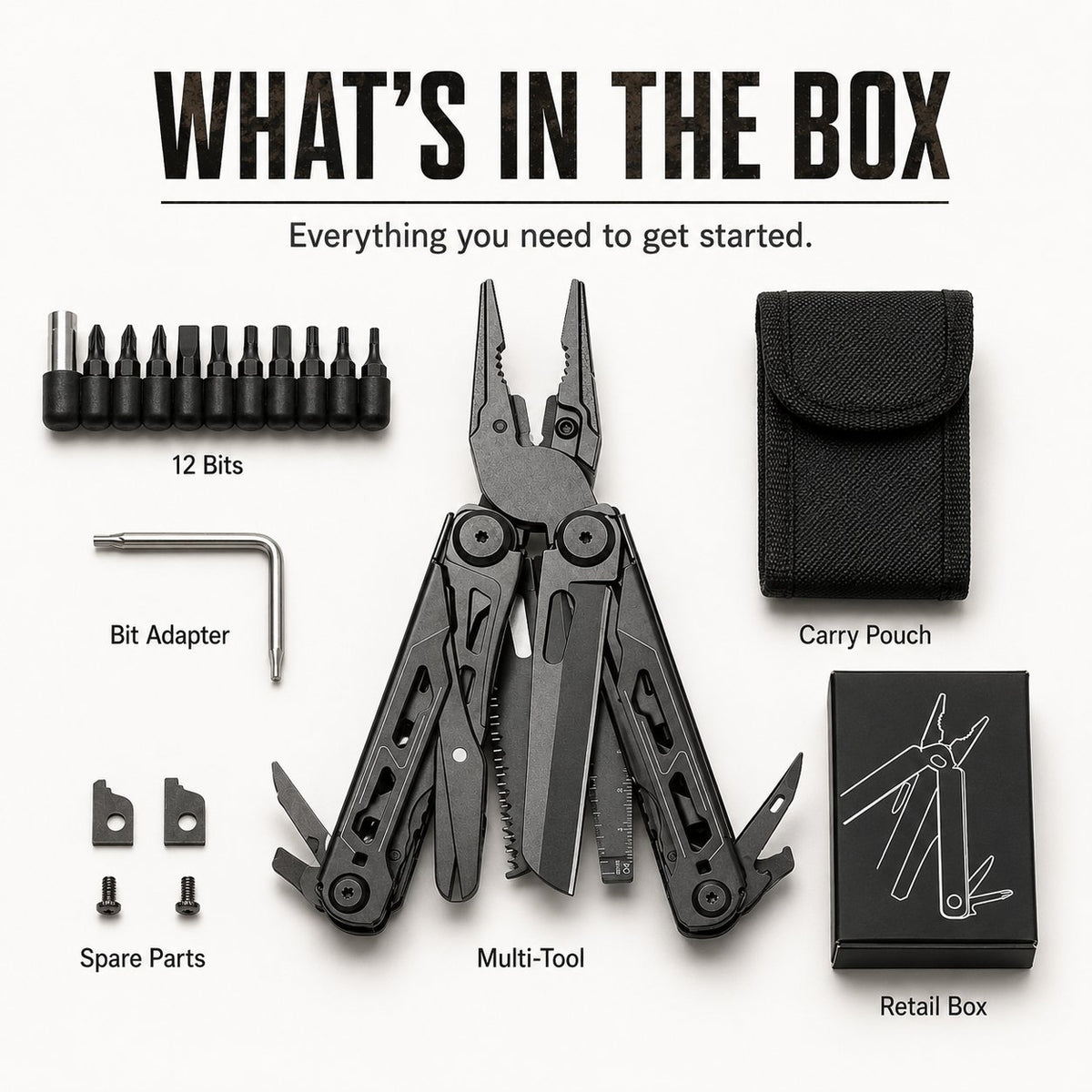 🏕️16‐in‐1 Multi‐Tool Pliers with Full‐Size Folding Scissors