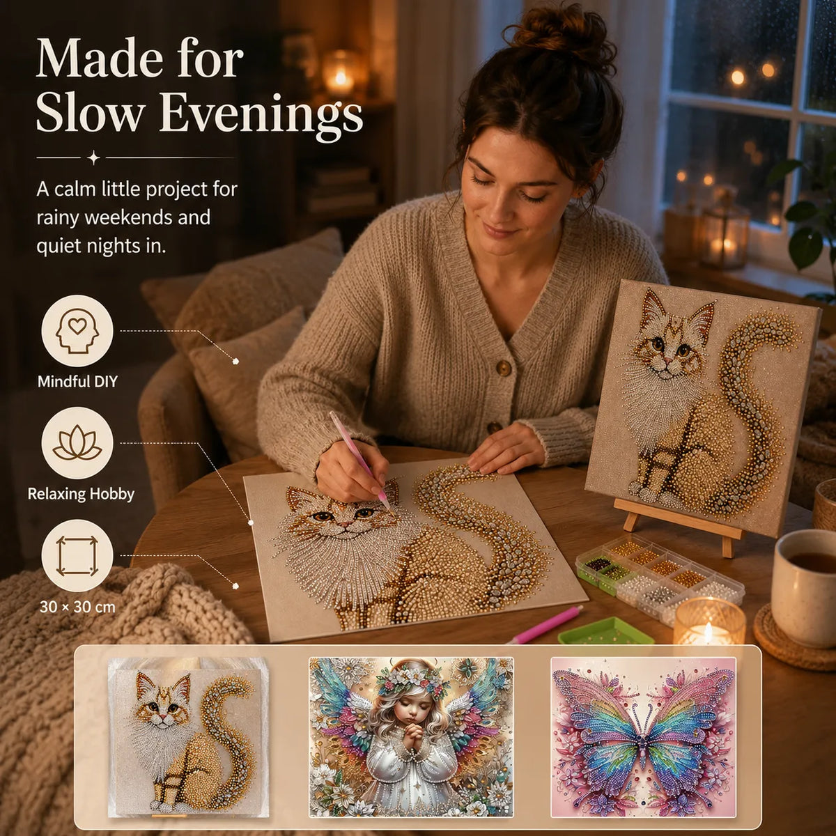 👼✨ Premium Crystal Diamond Wall Art Kit | Luxury Canvas with Scratch-Resistant Non-Fading Diamond Beads DIY Angel-Inspired Decor ✨