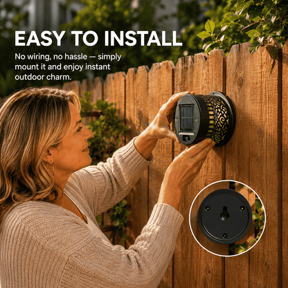 🌓Last Day 49% OFFSolar Mandala Wall Light Outdoor Garden Fence Projector Lamp Patio Ambient Decor