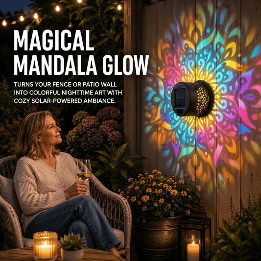 🌓Last Day 49% OFFSolar Mandala Wall Light Outdoor Garden Fence Projector Lamp Patio Ambient Decor