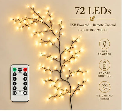 ✨ DIY Flexible LED Branch Lights | 8 Lighting Modes & Remote
