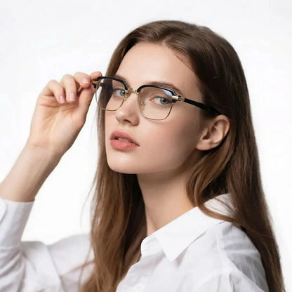 👓✨Classic semi-rimless blue-light-blocking reading glasses