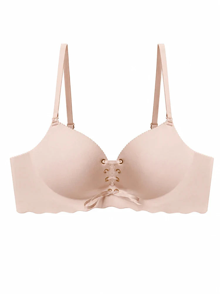 Wireless Strapless Drawstring Push Up Bra