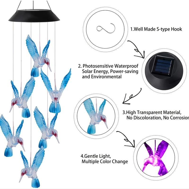 🦋 Enhance Your Garden - 49% OFF - ✨Creative Bird Design Solar Wind Chimes