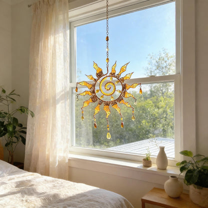 ☀️Sun Spiral Crystal Suncatcher – Handcrafted Bohemian Light Catcher