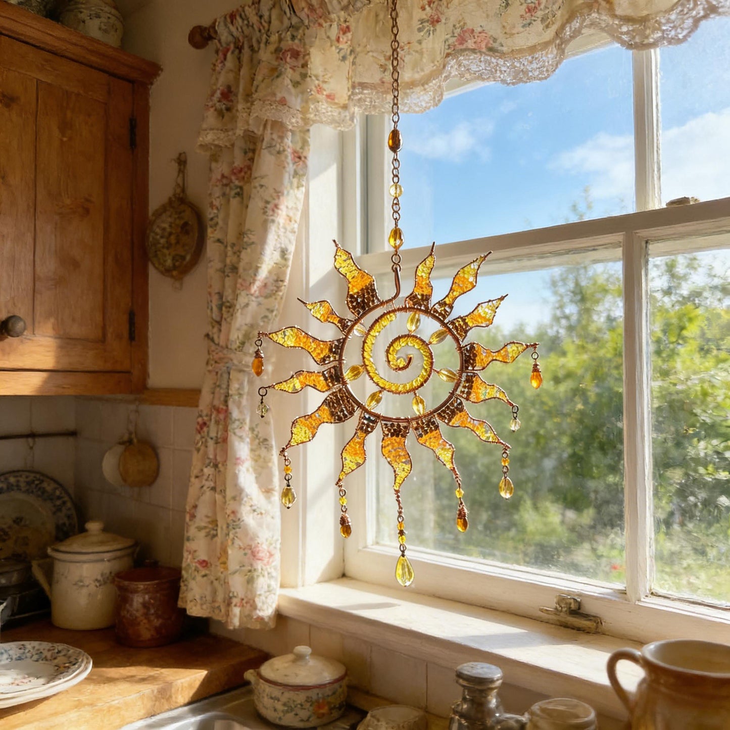 ☀️Sun Spiral Crystal Suncatcher – Handcrafted Bohemian Light Catcher