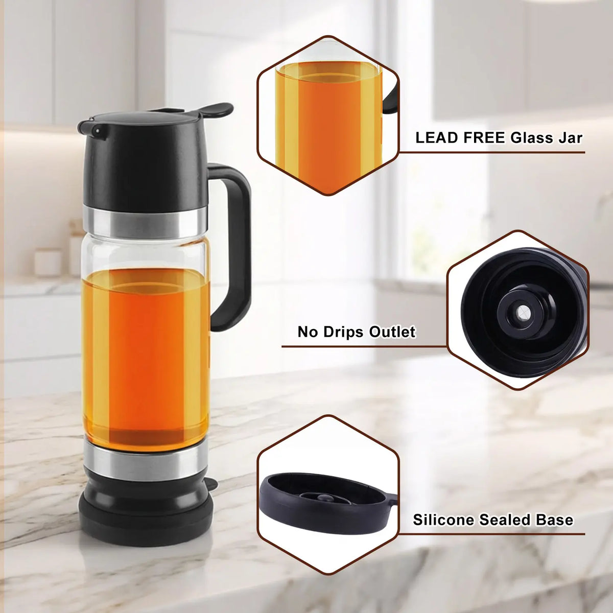 No-Drip Honey Dispenser for Clean, Effortless Everyday Pouring🍯